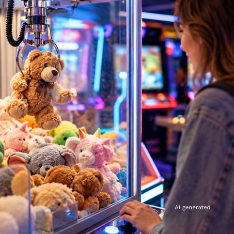 Neon Arcade Claw Machine Prize